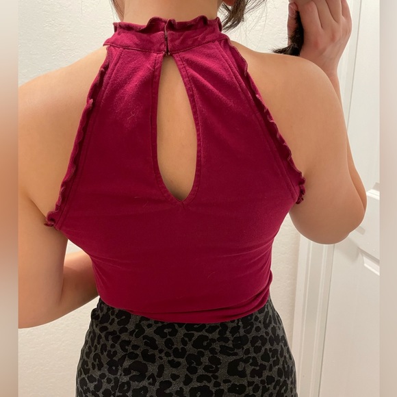 Express Ruffle Edge Halter Top - Picture 2 of 3